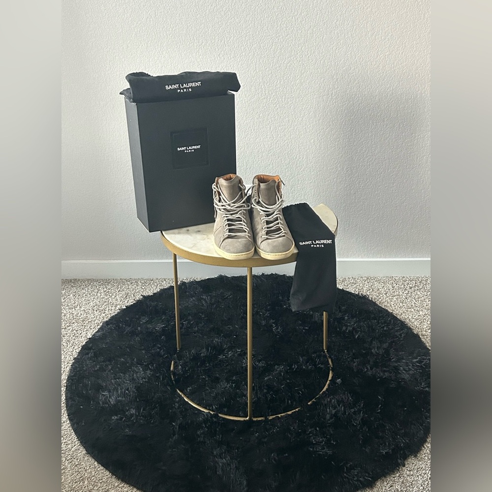 Saint Laurent Beige High-Top Sneakers
